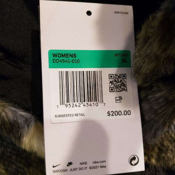 Nike Sportswear Oversized Plaid Faux Fur Jacket Coat Womens Sz XL NEW DD4541-010 - Picture 11 of 15